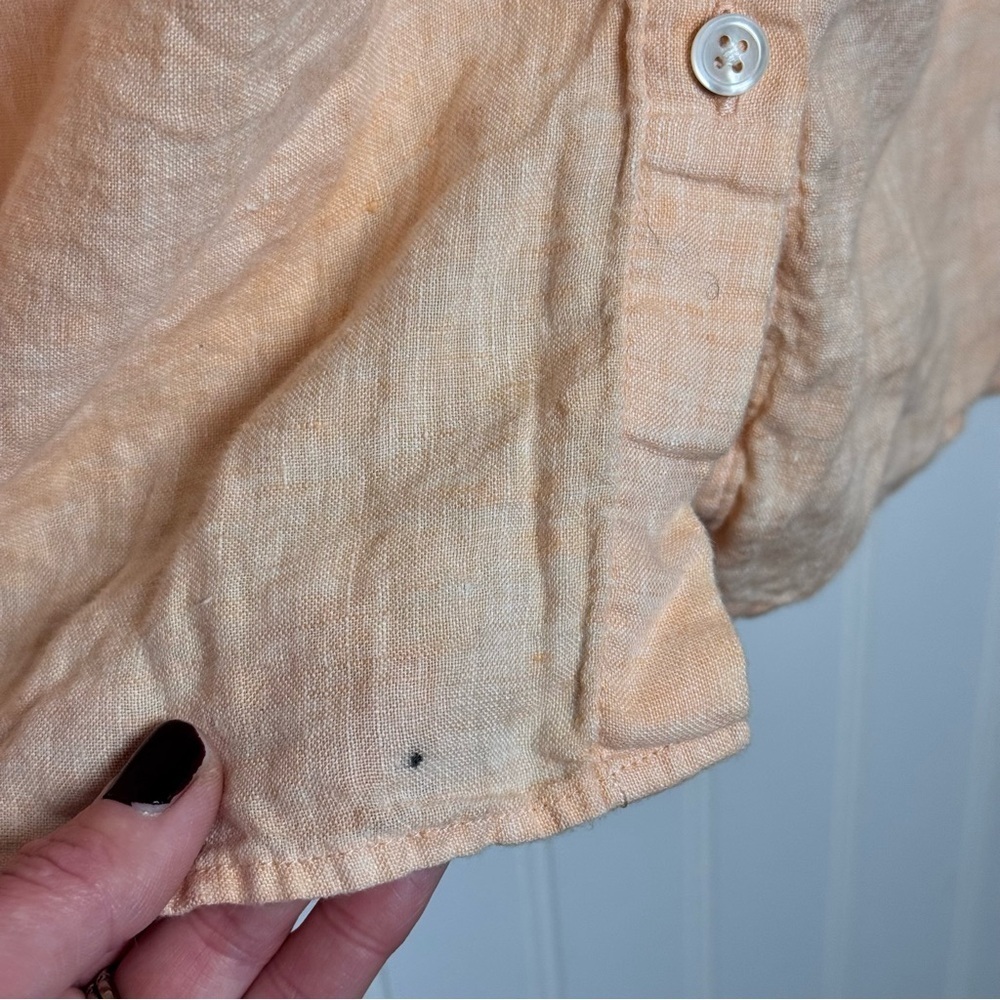 J. Jill 100% Linen Button-Down Long Sleeve Shirt Orange Women’s Size XL - Picture 11 of 12
